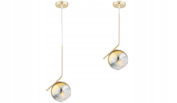 Pendelleuchte Glas Metall Gold E27 Modern wohnlich Leuchte