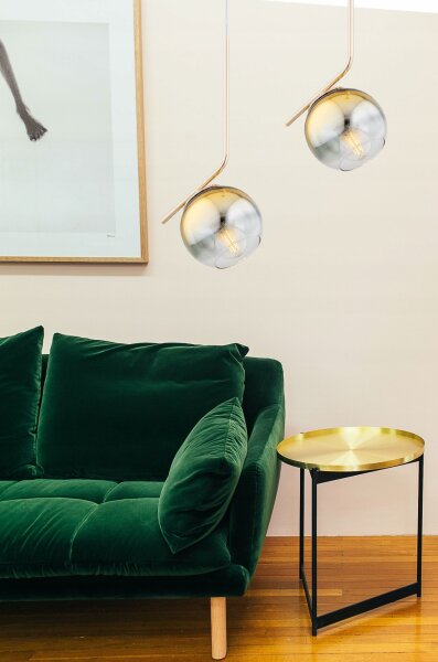 Pendelleuchte Glas Metall Gold E27 Modern wohnlich Leuchte