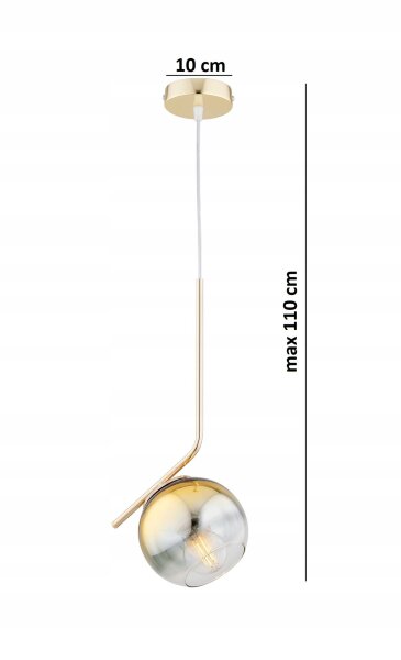 Pendelleuchte Glas Metall Gold E27 Modern wohnlich Leuchte