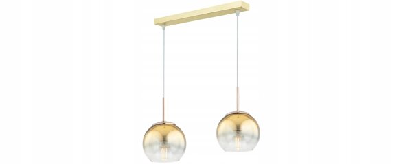 Pendelleuchte 2-flammig Glas Metall Gold E27 L:40 cm Leuchte