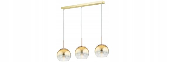 Pendelleuchte 3-flammig Metall Glas Gold E27 L:60 cm Leuchte