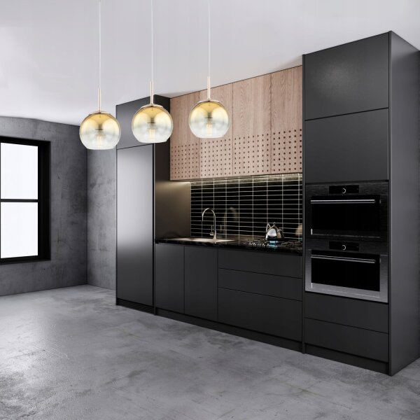 Pendelleuchte 3-flammig Metall Glas Gold E27 L:60 cm Leuchte