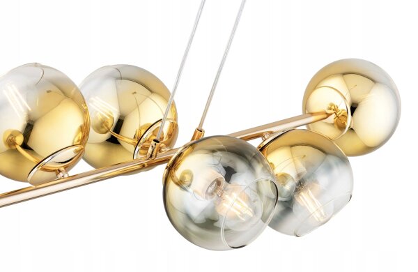 Pendelleuchte 4-flammig Glas Metall Gold E27 L:75 cm Leuchte