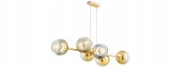Pendelleuchte 6-flammig Glas Gold E27 L:90 cm Modern Leuchte