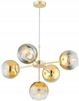 Pendelleuchte 5-flammig Glas Metall Gold E27 L:60 cm Leuchte