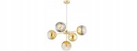 Pendelleuchte 5-flammig Glas Metall Gold E27 L:60 cm Leuchte