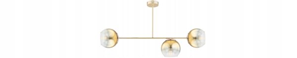 Deckenleuchte 3-flammig Glas Metall Gold E27 L:80 cm Leuchte