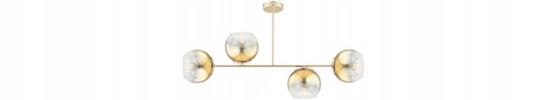 Deckenleuchte 4-flammig Glas Metall Gold E27 L:80 cm Leuchte