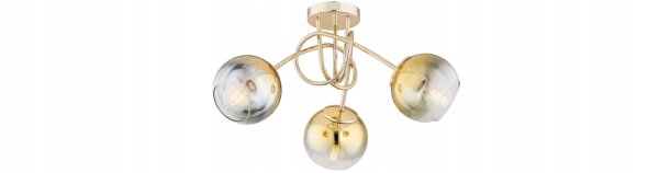 Deckenleuchte 3-flammig Glas Gold E27 B:50 cm blendarm Leuchte