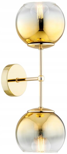 Wandleuchte Up Down 2-flammig Glas Gold E27 H:40 cm Leuchte