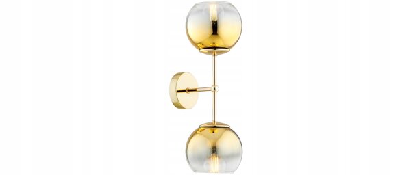 Wandleuchte Up Down 2-flammig Glas Gold E27 H:40 cm Leuchte