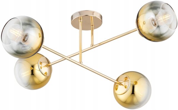 Deckenleuchte 4-flammig Glas Gold E27 L:70 cm blendarm Leuchte