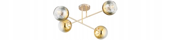 Deckenleuchte 4-flammig Glas Gold E27 L:70 cm blendarm Leuchte