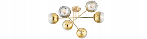 Deckenleuchte 6-flammig Glas Gold E27 L:70 cm blendarm Leuchte