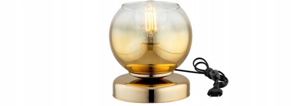 Tischleuchte Glas Gold E27 H:16 cm Modern wohnlich Leuchte