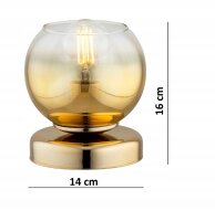 Tischleuchte Glas Gold E27 H:16 cm Modern wohnlich Leuchte