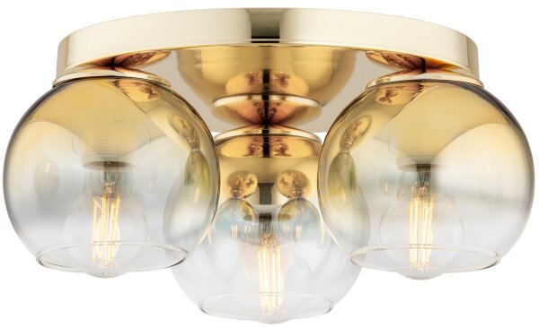 Deckenleuchte 3-flammig Glas Gold E27 B:30 cm Modern Leuchte