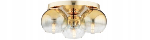 Deckenleuchte 3-flammig Glas Gold E27 B:30 cm Modern Leuchte