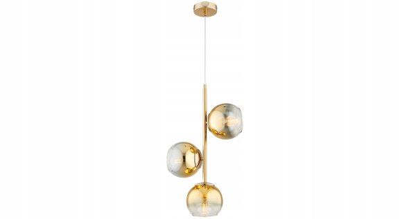 Pendelleuchte 3-flammig Glas Metall Gold E27 B:30 cm Leuchte