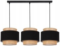 Pendelleuchte 3-flammig Stoff Schwarz Beige E27 Modern