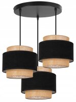 Hängelampe 3-flammig Stoff Schwarz Beige E27 B:30 cm