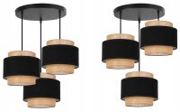 Hängelampe 3-flammig Stoff Schwarz Beige E27 B:30 cm