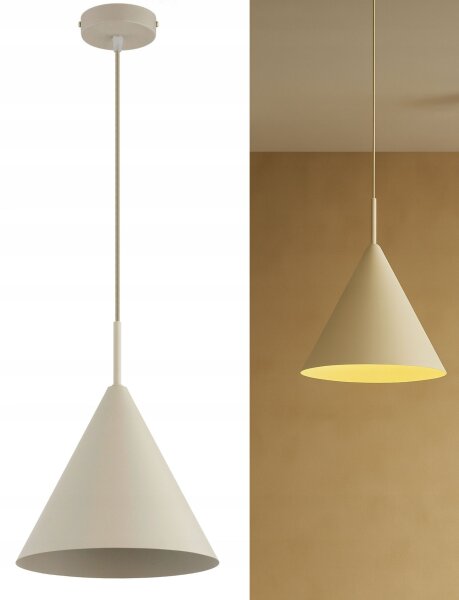 Pendelleuchte Metall Beige Kegel E27 B:25 cm Modern Leuchte