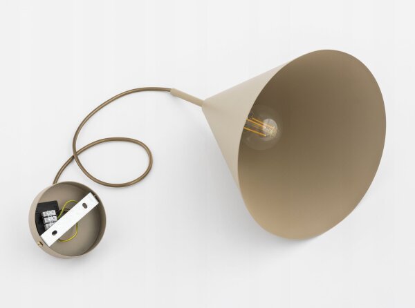 Pendelleuchte Metall Beige Kegel E27 B:25 cm Modern Leuchte