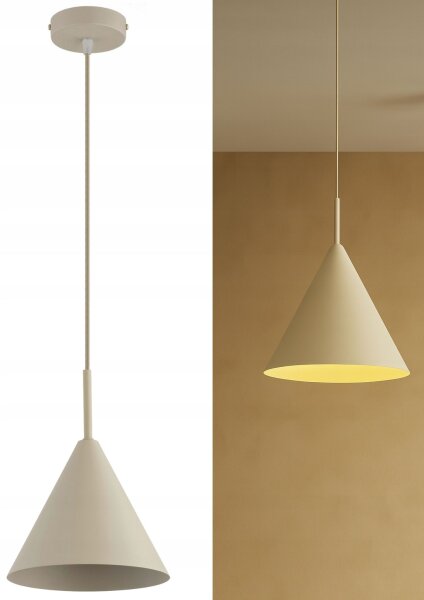 Hängelampe Metall Beige Kegel E27 B:19 cm Modern Leuchte