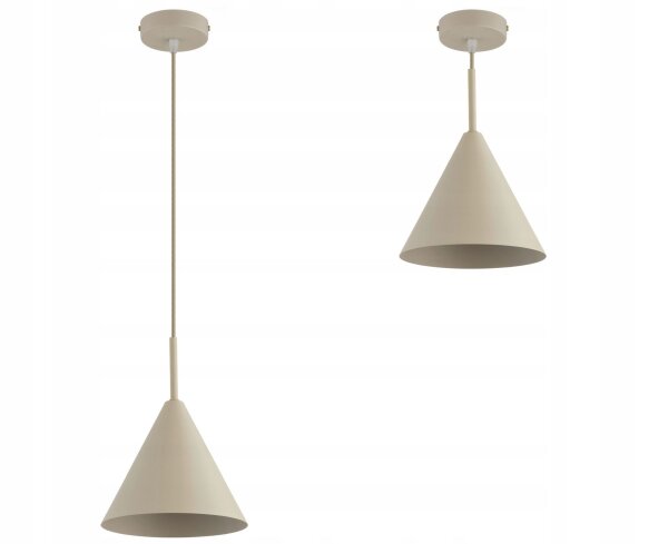 Hängelampe Metall Beige Kegel E27 B:19 cm Modern Leuchte