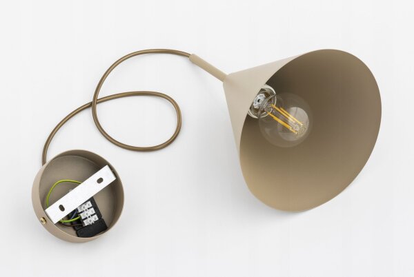 Hängelampe Metall Beige Kegel E27 B:19 cm Modern Leuchte