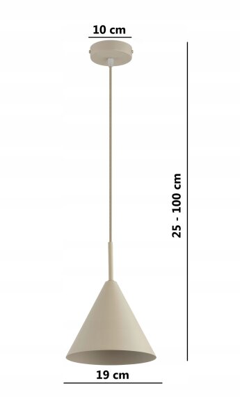 Hängelampe Metall Beige Kegel E27 B:19 cm Modern Leuchte