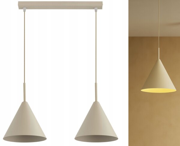Pendelleuchte 2-flammig Beige E27 L:50 cm Modern Leuchte