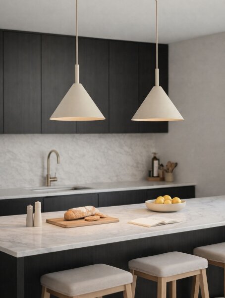 Pendelleuchte 2-flammig Beige E27 L:50 cm Modern Leuchte