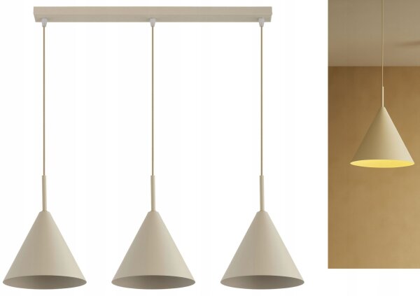 Pendelleuchte 3-flammig Beige E27 L:70 cm Modern Leuchte