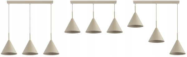 Pendelleuchte 3-flammig Beige E27 L:70 cm Modern Leuchte