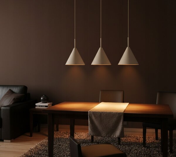 Pendelleuchte 3-flammig Beige E27 L:70 cm Modern Leuchte