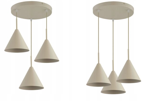 Pendelleuchte 3-flammig Metall Beige E27 B:40 cm Modern Leuchte