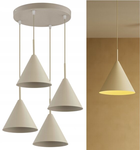 Hängelampe 4-flammig Beige Metall E27 B:40 cm Modern Leuchte