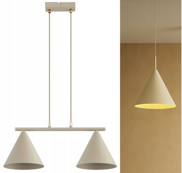 Pendelleuchte 2-flammig Beige E27 L:55 cm Modern Leuchte