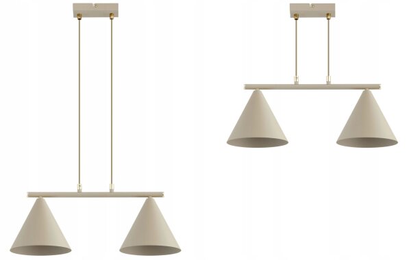 Pendelleuchte 2-flammig Beige E27 L:55 cm Modern Leuchte