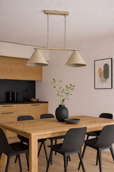 Pendelleuchte 2-flammig Beige E27 L:55 cm Modern Leuchte
