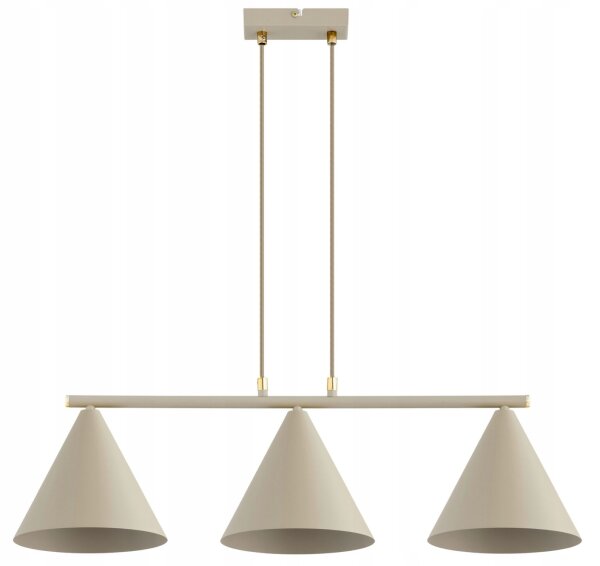 Pendelleuchte 3-flammig Metall Beige E27 L:70 cm Leuchte