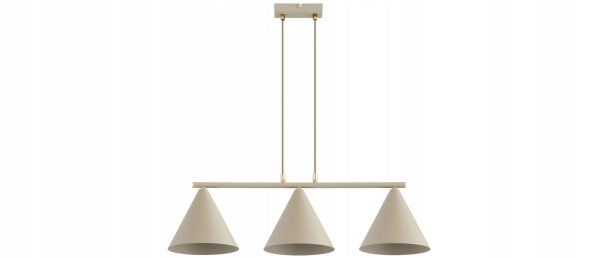 Pendelleuchte 3-flammig Metall Beige E27 L:70 cm Leuchte