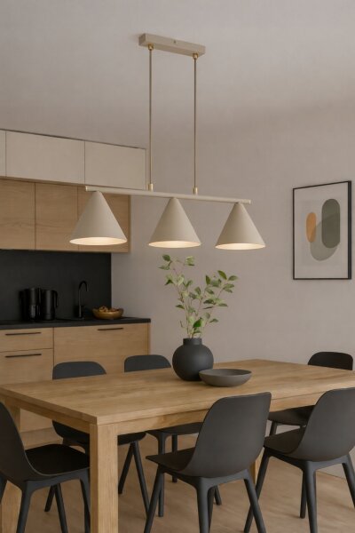 Pendelleuchte 3-flammig Metall Beige E27 L:70 cm Leuchte