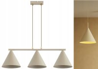 Pendelleuchte 3-flammig Metall Beige E27 L:70 cm