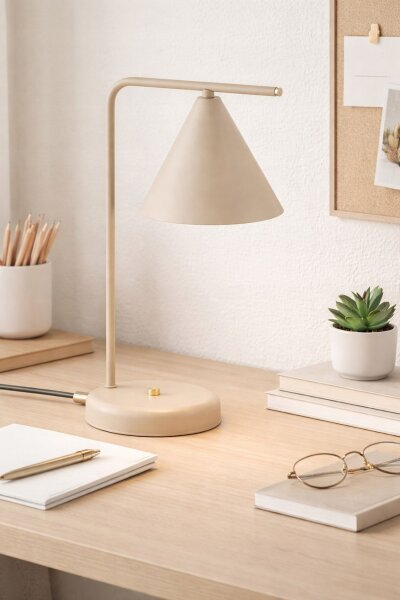 Tischleuchte Metall Beige Modern E27 H:38 cm dekorativ Leuchte