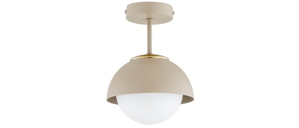 Deckenleuchte Glas Metall Beige E27 B:18 cm Modern Leuchte