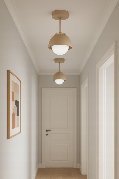 Deckenleuchte Glas Metall Beige E27 B:18 cm Modern Leuchte
