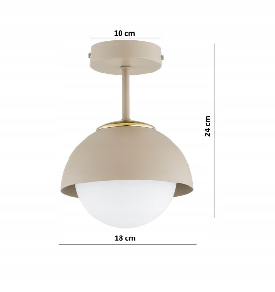 Deckenleuchte Glas Metall Beige E27 B:18 cm Modern Leuchte